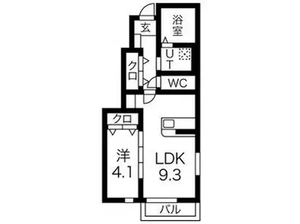 ルワンジュ A棟(1LDK/1階)の間取り写真