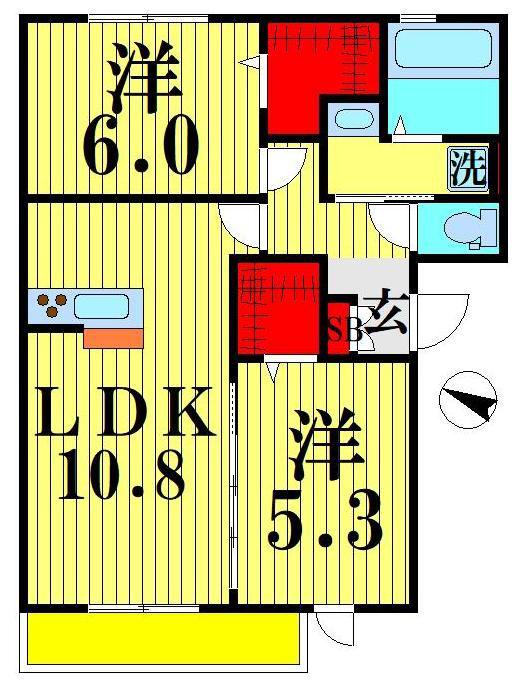 リヴェール(2LDK/1階)の間取り写真