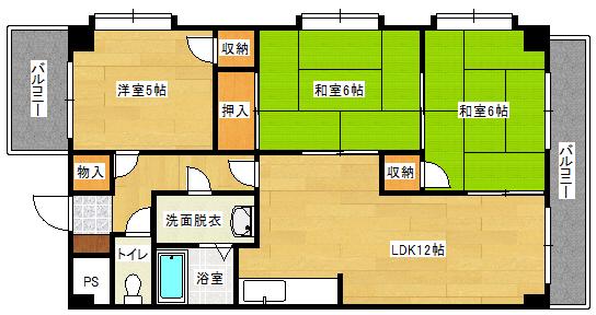 ビラバロンI(3LDK/1階)の間取り写真