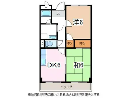 リンピアルネッサ(2DK/3階)の間取り写真