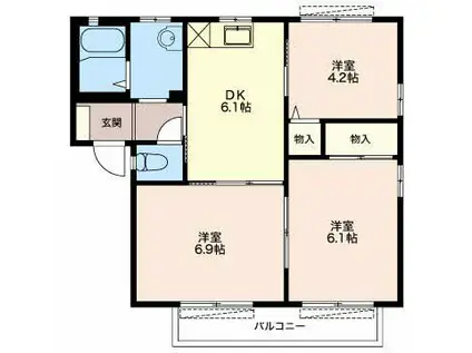 エクセレントTAKA A(3DK/2階)の間取り写真