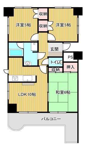 ベルメール香西(3LDK/4階)の間取り写真
