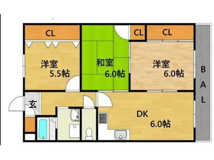 グリーンヒル3(3DK/1階)の間取り写真