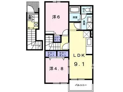 サンリットガーデンIII・IV(2LDK/2階)の間取り写真