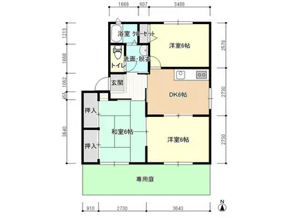 シャルマンハイツ(3DK/1階)の間取り写真