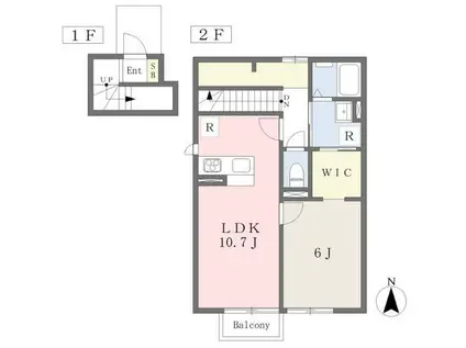 SKY BLUE本館 A棟(1LDK/2階)の間取り写真