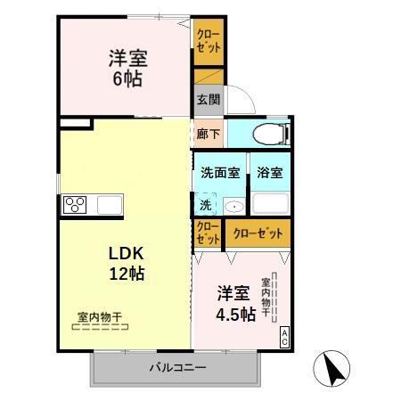 メゾンタムラA(2LDK/1階)の間取り写真
