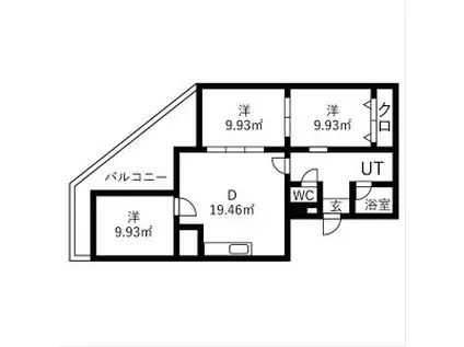 日映マンションII(3LDK/8階)の間取り写真