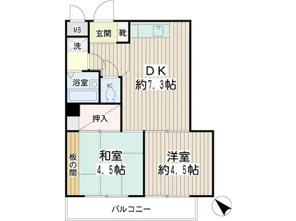 アーバン磯子(2DK/2階)の間取り写真