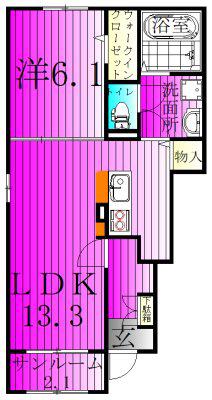 エスタブレA(1LDK/1階)の間取り写真