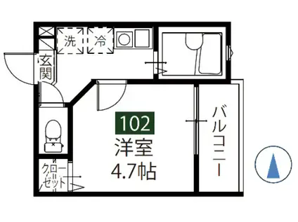メルディア西新井本町(1K/1階)の間取り写真