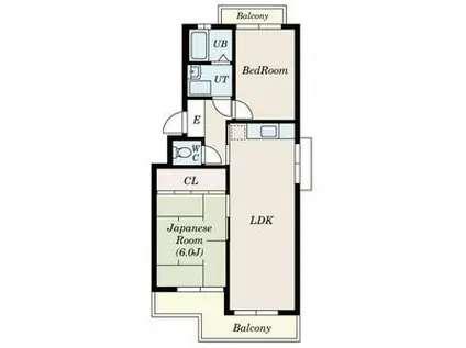 ハイツ第一やまびこ(2LDK/2階)の間取り写真