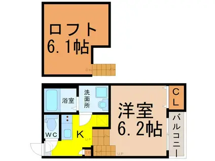 シャルムコーポ尾頭橋(1K/2階)の間取り写真