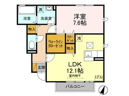 アルブルコート I(1LDK/1階)の間取り写真