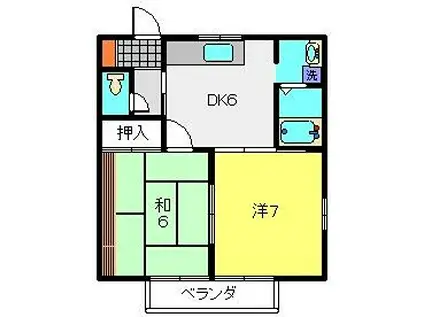 ヒルトップ金沢文庫II(2DK/1階)の間取り写真