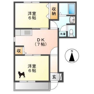 セレノ スプリング B(2DK/1階)の間取り写真