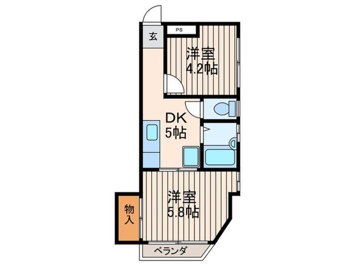 間宮ビル(2DK/3階)の間取り写真