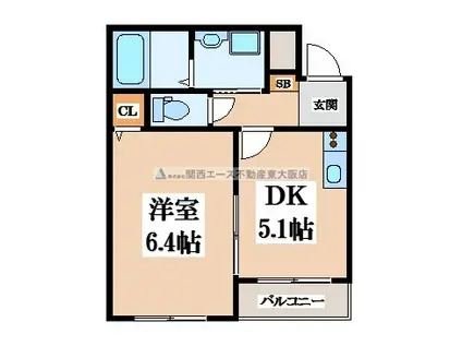 ラガーパレス花園(1DK/3階)の間取り写真