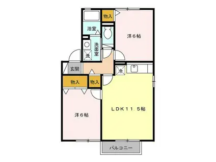 グレイススクエア A・B(2LDK/2階)の間取り写真