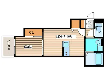 フォルテ河原町(1LDK/2階)の間取り写真
