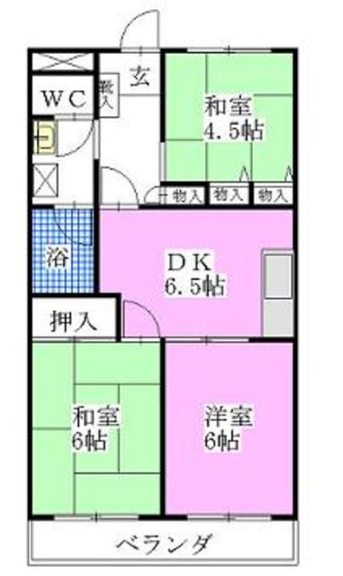 アミカル高橋(3DK/4階)の間取り写真