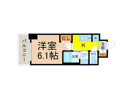 エステムコート名古屋新栄IIIグローリィ(1K/5階)の間取り写真