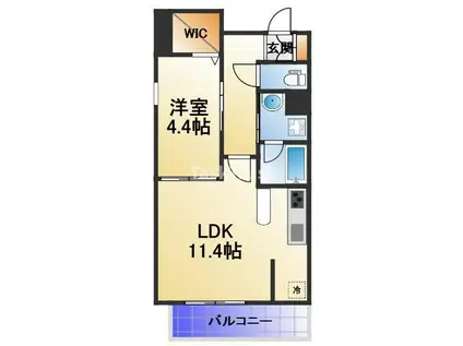 ロイジェント玉川(1LDK/2階)の間取り写真