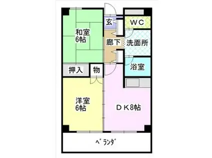 第32オーシャンハイツ(2LDK/12階)の間取り写真