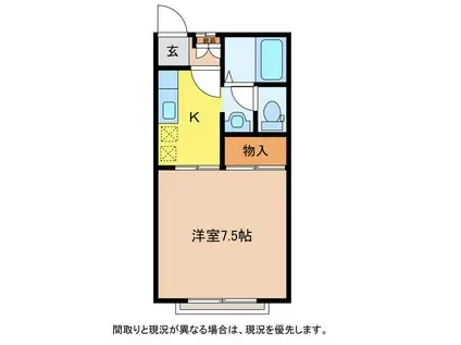 クレール小針(1K/1階)の間取り写真