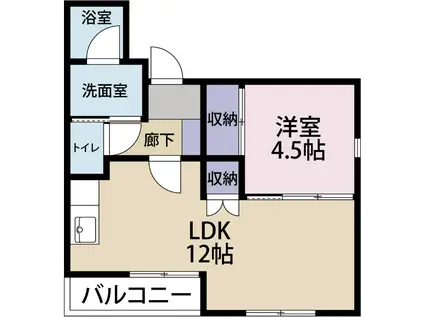 イイトル(1LDK/2階)の間取り写真