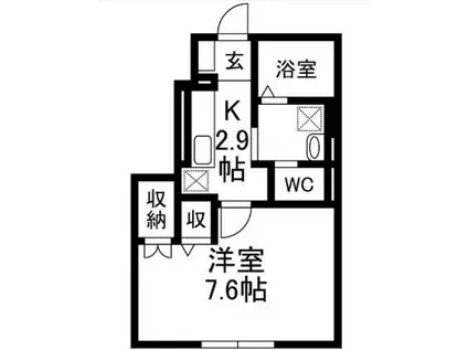 テゾーロ梨木A棟(1K/1階)の間取り写真