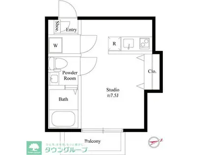 ブランノワール船橋(ワンルーム/3階)の間取り写真