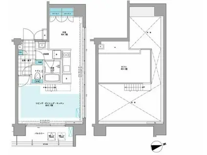 プライムアーバン芝浦LOFT(1LDK/8階)の間取り写真