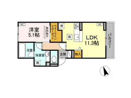 ディーシャンブル川原町(1LDK/1階)の間取り写真