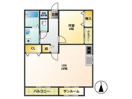 カサ・ルシーダ(1LDK/1階)の間取り写真