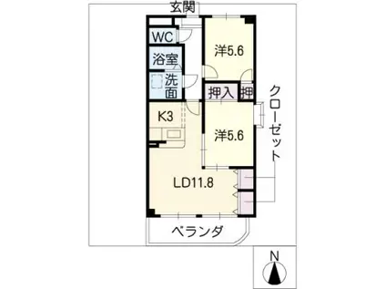 グランドソレーユ(2LDK/2階)の間取り写真