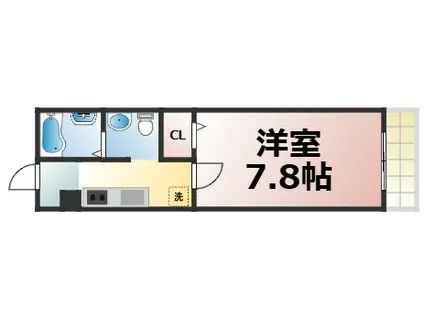 ノイヴェル巽北(1K/3階)の間取り写真