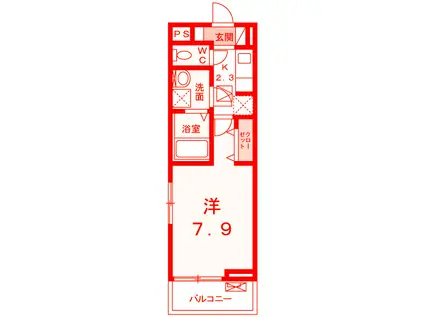 アンビエンテ・カルム(1K/1階)の間取り写真