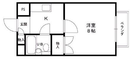 シャンボール田代(1K/2階)の間取り写真