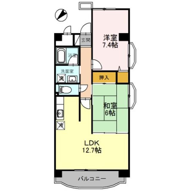 ホワイトロートス(2LDK/3階)の間取り写真