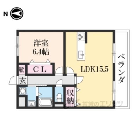 ヴェルデュール(1LDK/2階)の間取り写真
