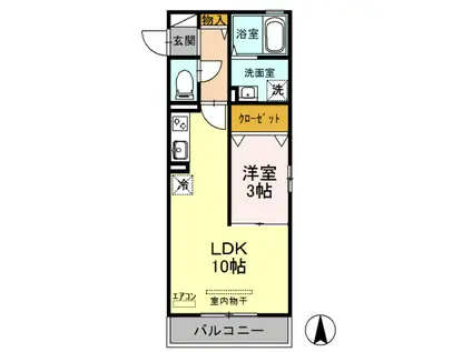 イースト・コート(1LDK/2階)の間取り写真