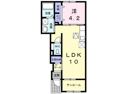 エクセレントII(1LDK/1階)の間取り写真