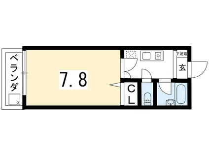 サンハイム上賀茂(1K/2階)の間取り写真