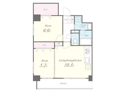 プロスペランド府中(2LDK/4階)の間取り写真