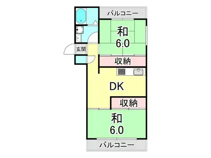 エクリート朝霧(2DK/4階)の間取り写真