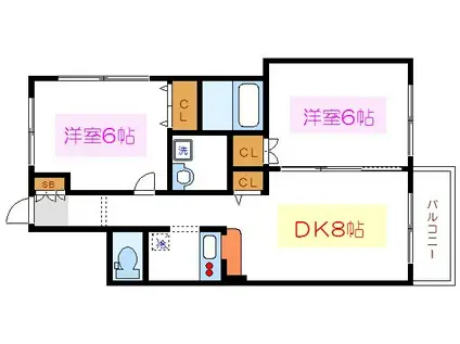 S-ANNEX(2DK/5階)の間取り写真