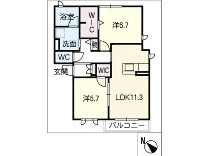 ハニーハウスK&M(2LDK/1階)の間取り写真