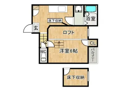 コンフォートベネフィス大橋5(1K/2階)の間取り写真