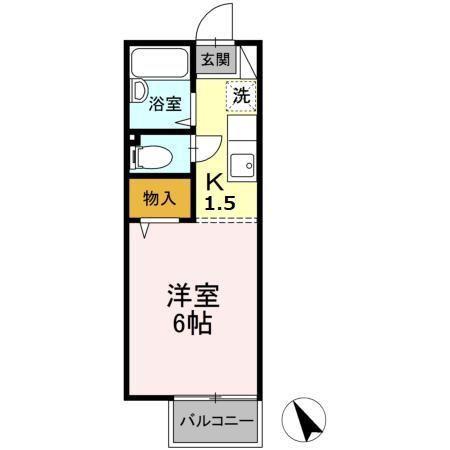 リビエールアンA棟(1K/2階)の間取り写真